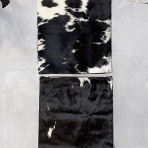 2- New Handmade Real Cowhide Leather Pillow/Cushion Covers Hair On.~Black &White